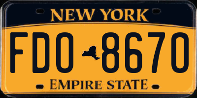 NY license plate FDO8670