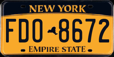 NY license plate FDO8672