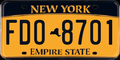 NY license plate FDO8701