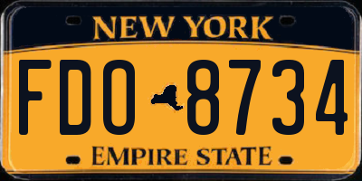 NY license plate FDO8734