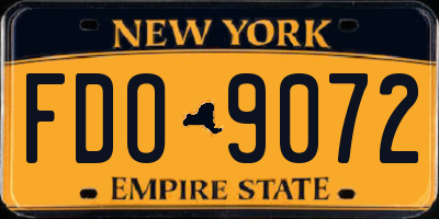 NY license plate FDO9072