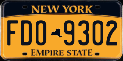 NY license plate FDO9302