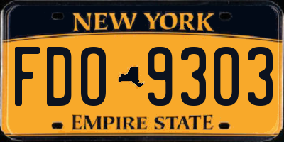 NY license plate FDO9303