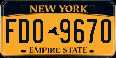 NY license plate FDO9670