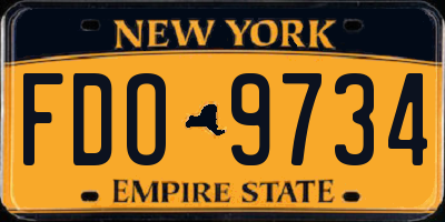 NY license plate FDO9734