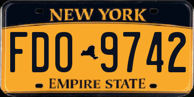 NY license plate FDO9742