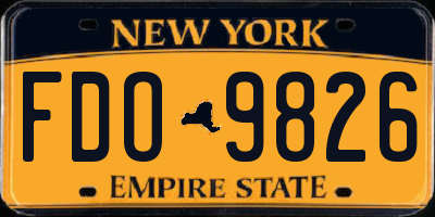 NY license plate FDO9826