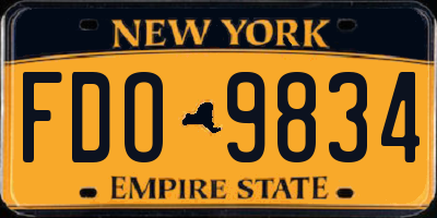 NY license plate FDO9834