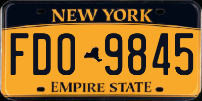 NY license plate FDO9845