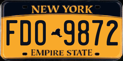 NY license plate FDO9872