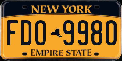 NY license plate FDO9980