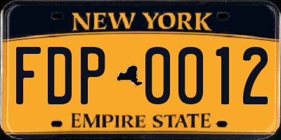NY license plate FDP0012