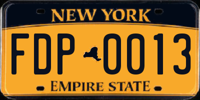 NY license plate FDP0013