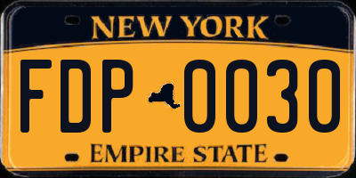NY license plate FDP0030
