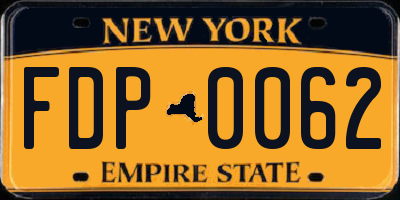 NY license plate FDP0062