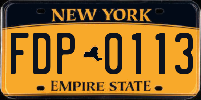 NY license plate FDP0113