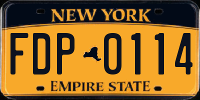 NY license plate FDP0114
