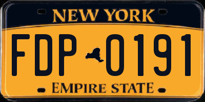 NY license plate FDP0191