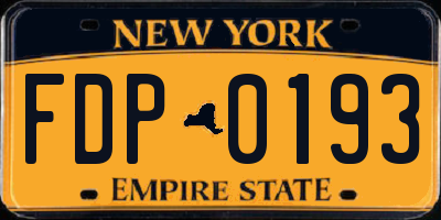 NY license plate FDP0193