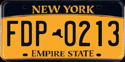NY license plate FDP0213