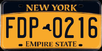 NY license plate FDP0216