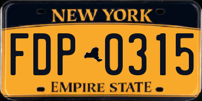 NY license plate FDP0315