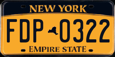 NY license plate FDP0322