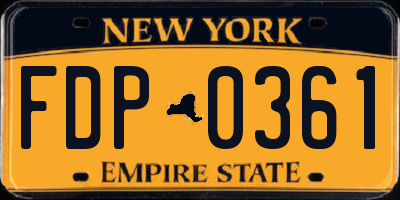 NY license plate FDP0361
