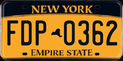 NY license plate FDP0362