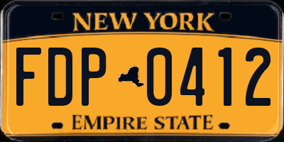 NY license plate FDP0412