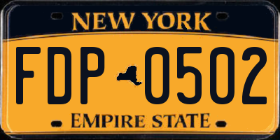 NY license plate FDP0502