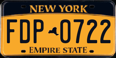 NY license plate FDP0722