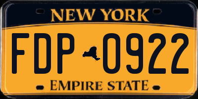 NY license plate FDP0922