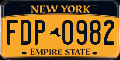 NY license plate FDP0982
