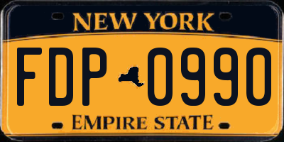 NY license plate FDP0990