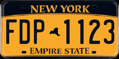 NY license plate FDP1123