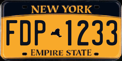 NY license plate FDP1233