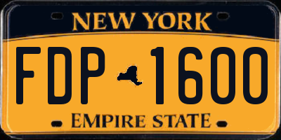 NY license plate FDP1600