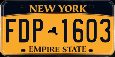 NY license plate FDP1603