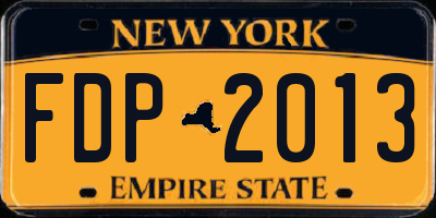 NY license plate FDP2013
