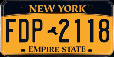 NY license plate FDP2118