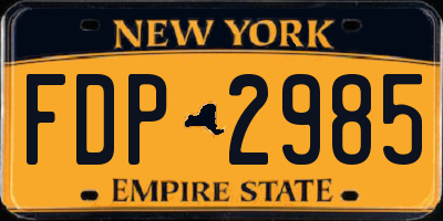 NY license plate FDP2985