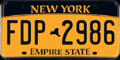 NY license plate FDP2986