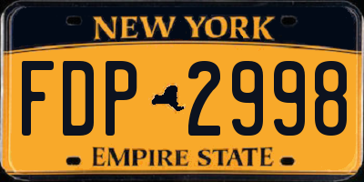 NY license plate FDP2998