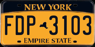 NY license plate FDP3103