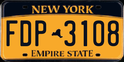 NY license plate FDP3108