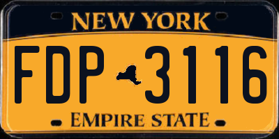 NY license plate FDP3116