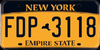 NY license plate FDP3118