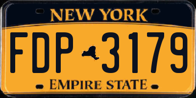 NY license plate FDP3179