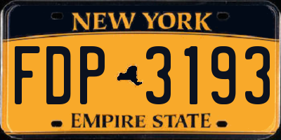 NY license plate FDP3193